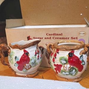 Vintage Christmas Sugar and Creamer, in box